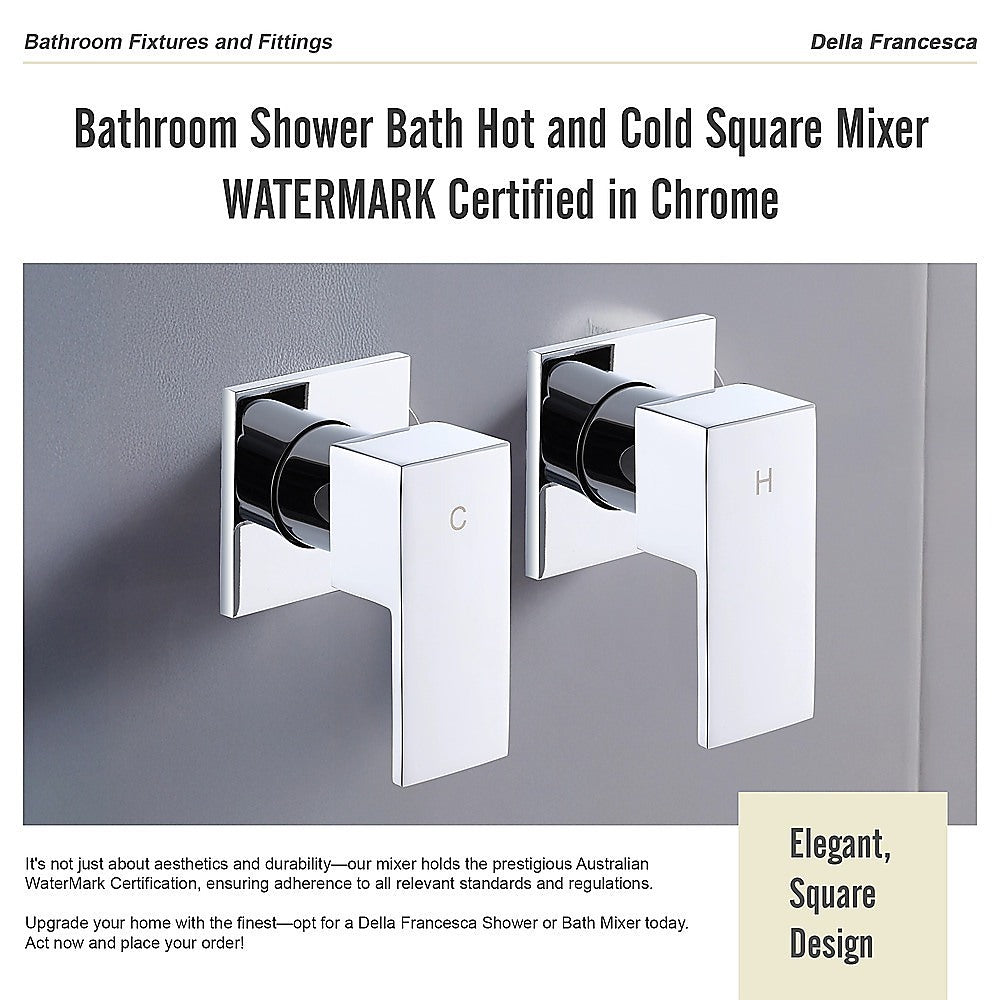 Bathroom Shower Bath Hot and Cold Square Mixer WATERMARK Certified in Chrome