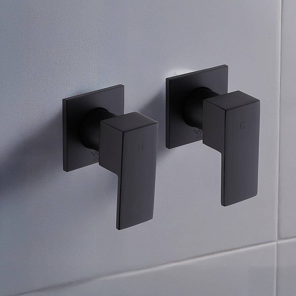 Bathroom Shower Bath Hot and Cold Square Mixer WATERMARK Certified in Black