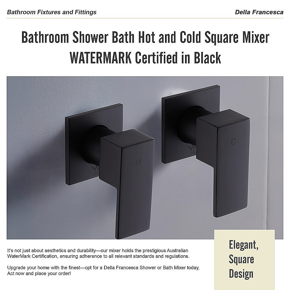 Bathroom Shower Bath Hot and Cold Square Mixer WATERMARK Certified in Black