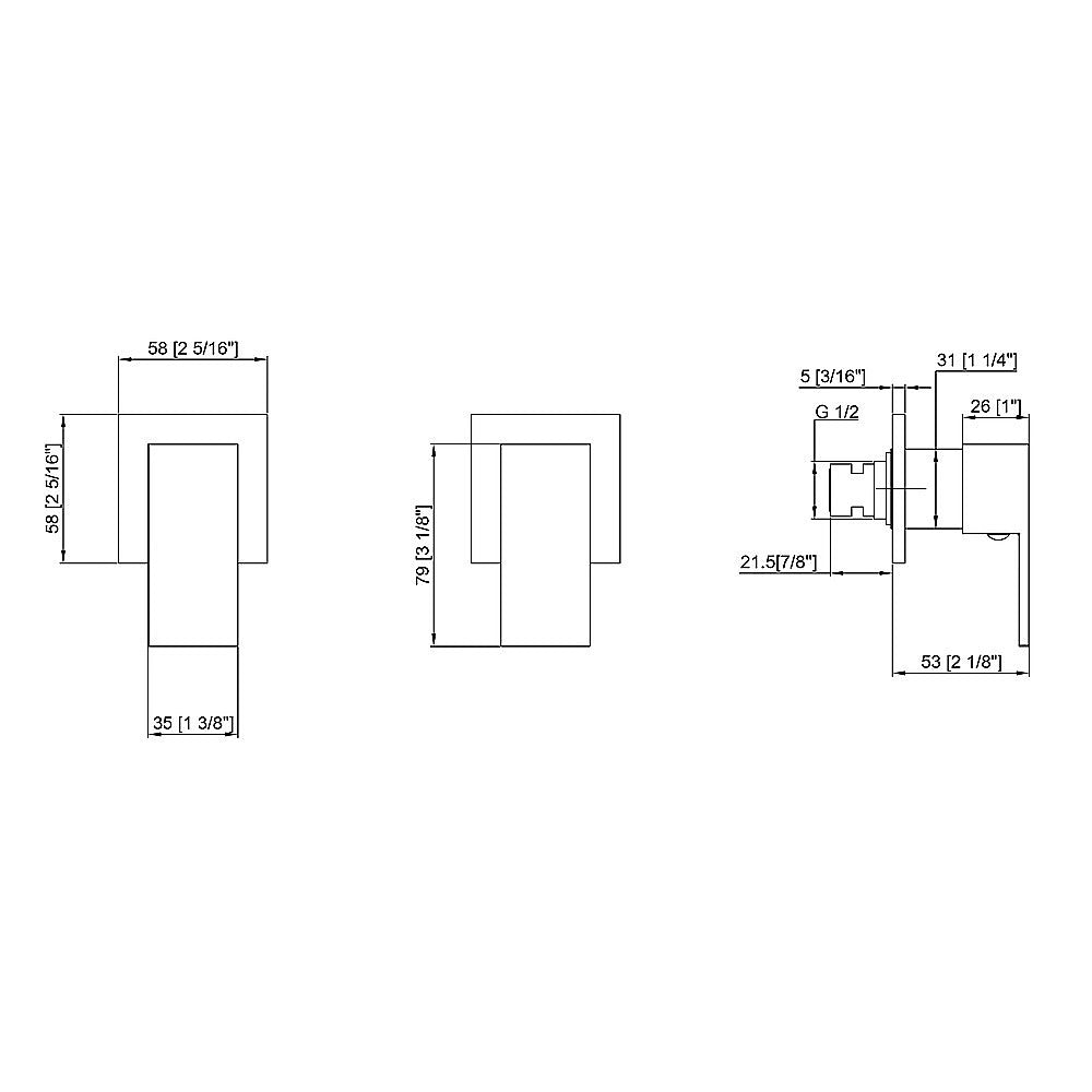 Bathroom Shower Bath Hot and Cold Square Mixer WATERMARK Certified in Black