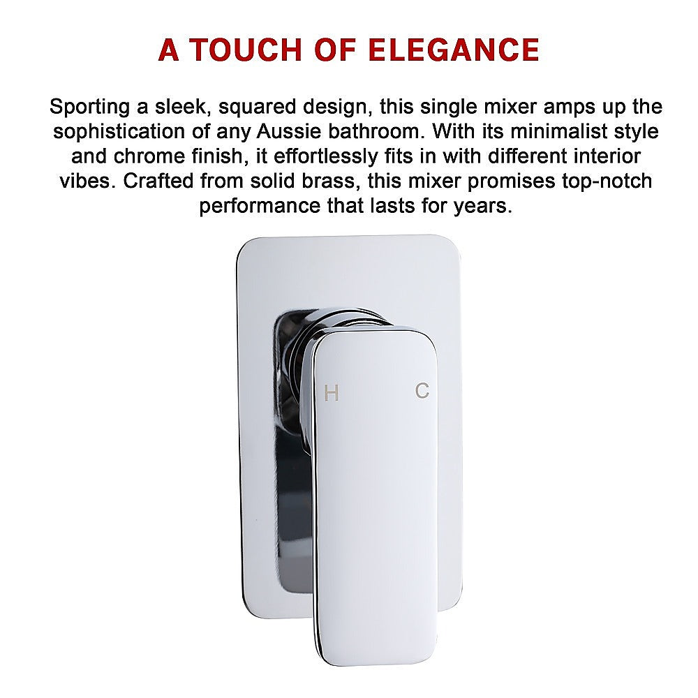 Single Square Shower Bath Mixer Tap Bathroom WATERMARK Approved in Chrome