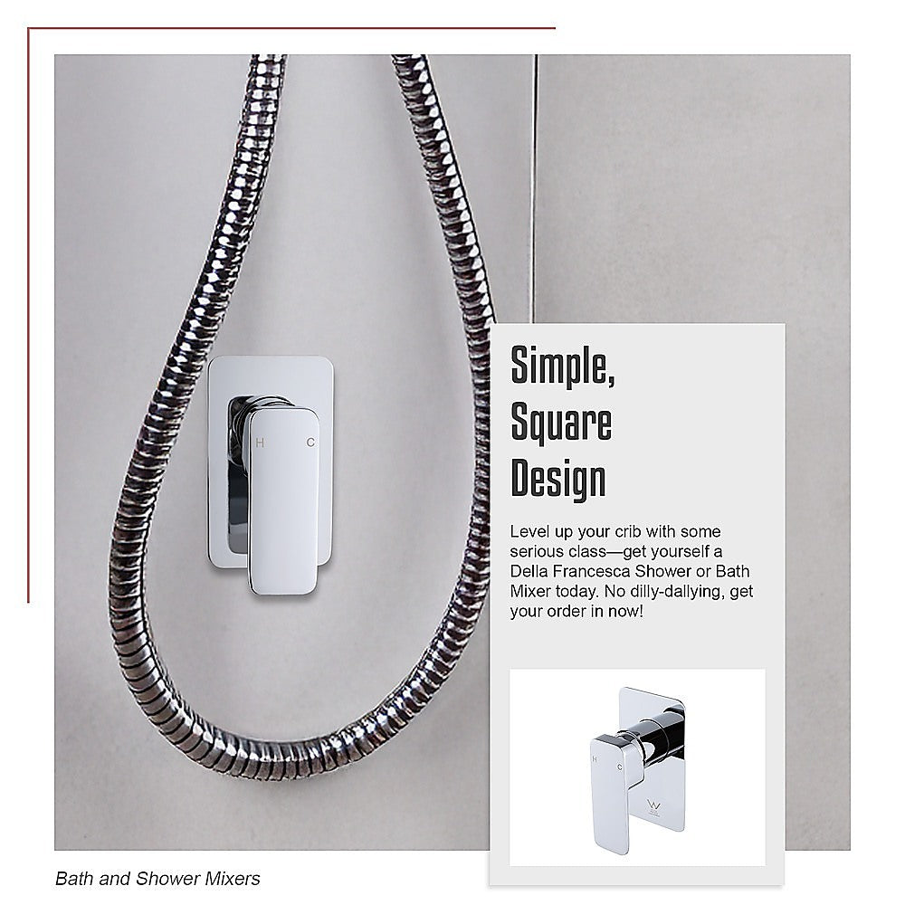 Single Square Shower Bath Mixer Tap Bathroom WATERMARK Approved in Chrome