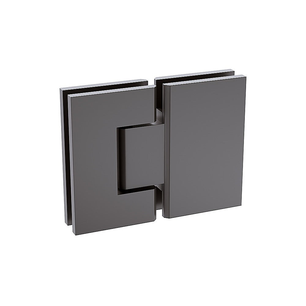 110x70cm Corner Frameless Shower Screen with Gunmetal Brackets and Brass Hinges, Square Knob Handle