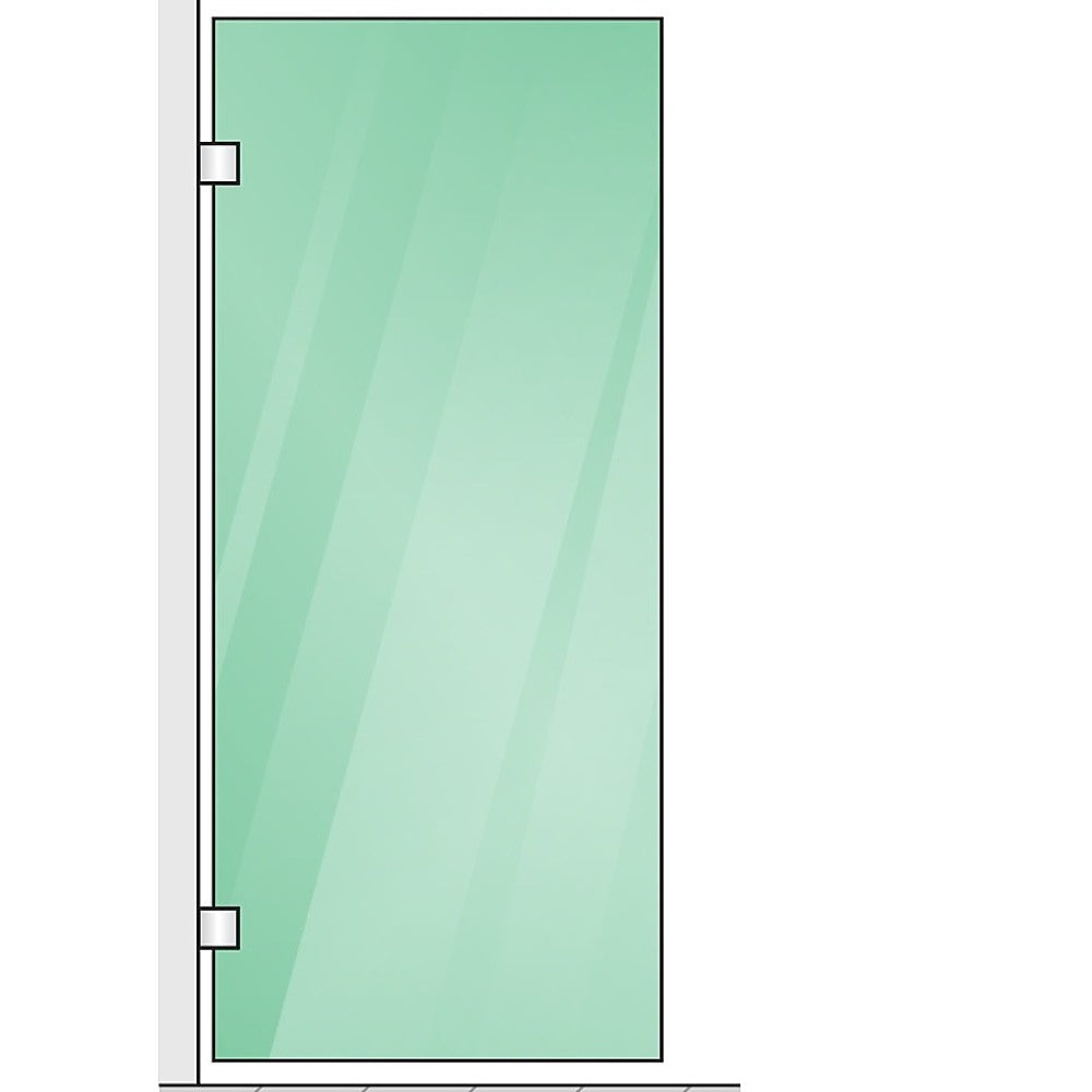 110x90cm Corner Frameless Shower Screen with Chrome Brackets and Brass Hinges, Round Knob Handle