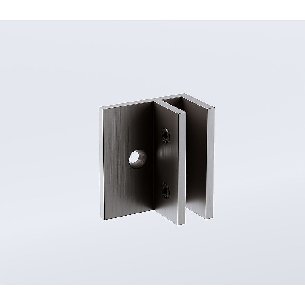 110x110cm Corner Frameless Shower Screen with Gunmetal Brackets and Brass Hinges, Round Knob Handle