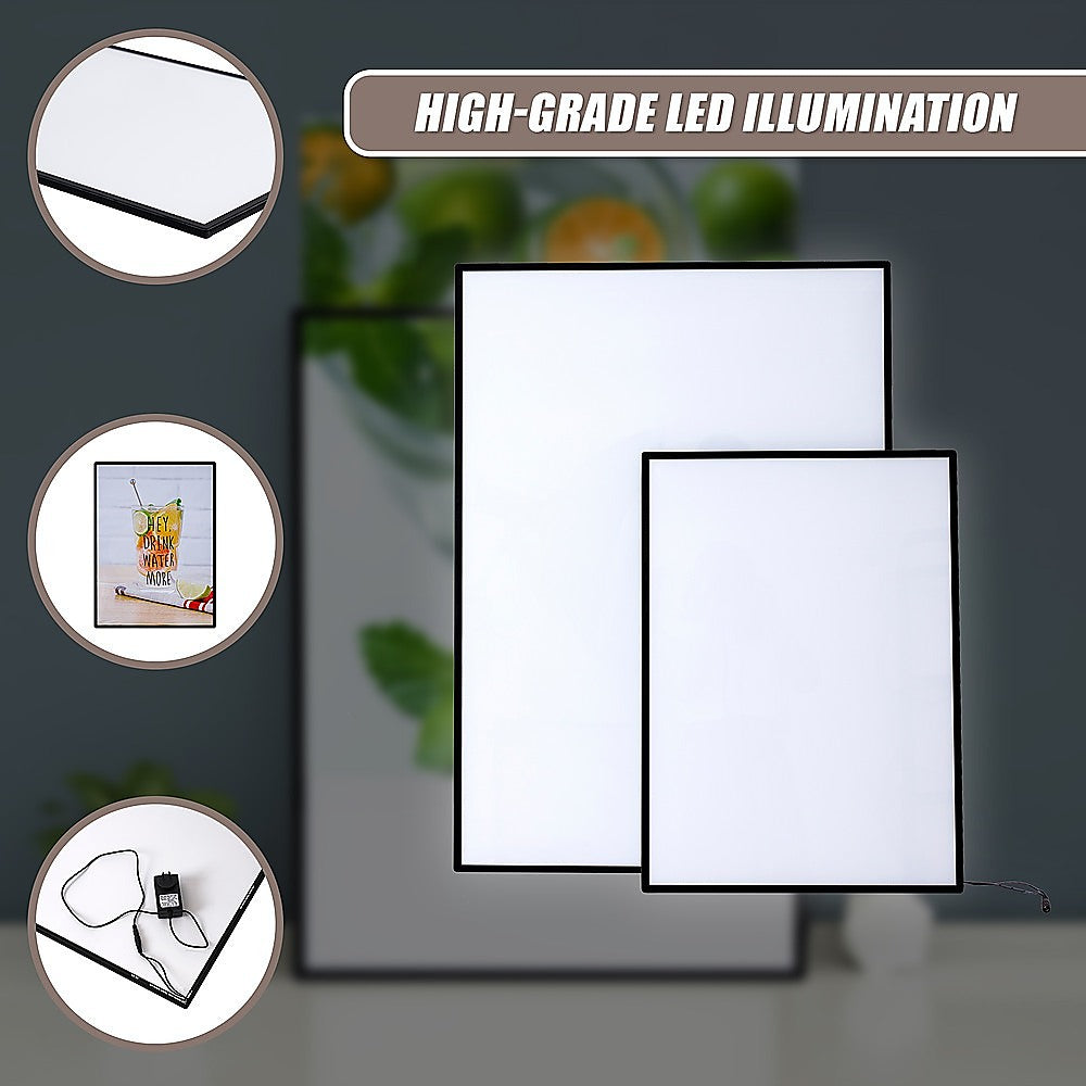 A2 LED Slim Advertising Lightbox Sign Wall-Mounted Poster Board Menu Frame