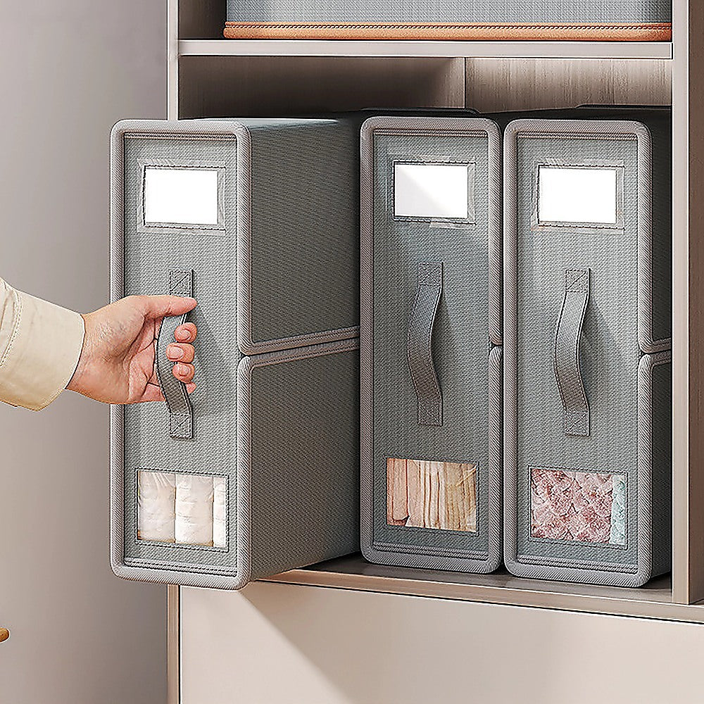 4PCS Foldable Bed Sheet Set Organizer Fabric Storage Bins with Handle Storage Box