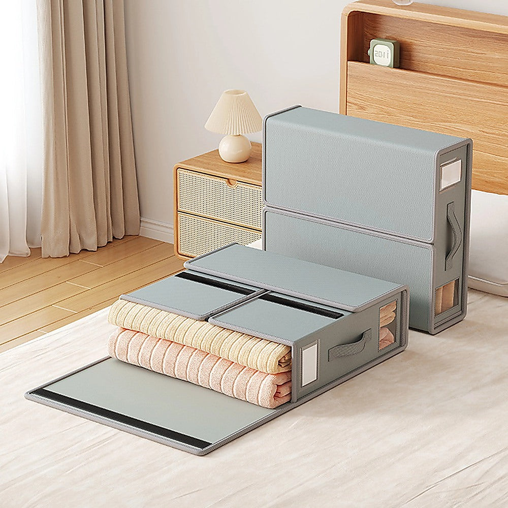 4PCS Foldable Bed Sheet Set Organizer Fabric Storage Bins with Handle Storage Box