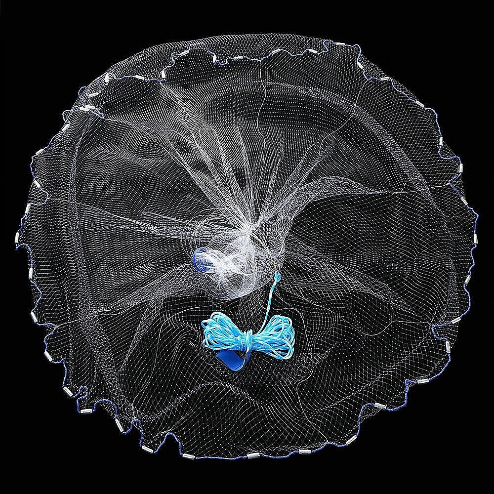 3m Nylon Fishing Cast Net – Quick Throw Mesh with Chain Weights & Drawstring