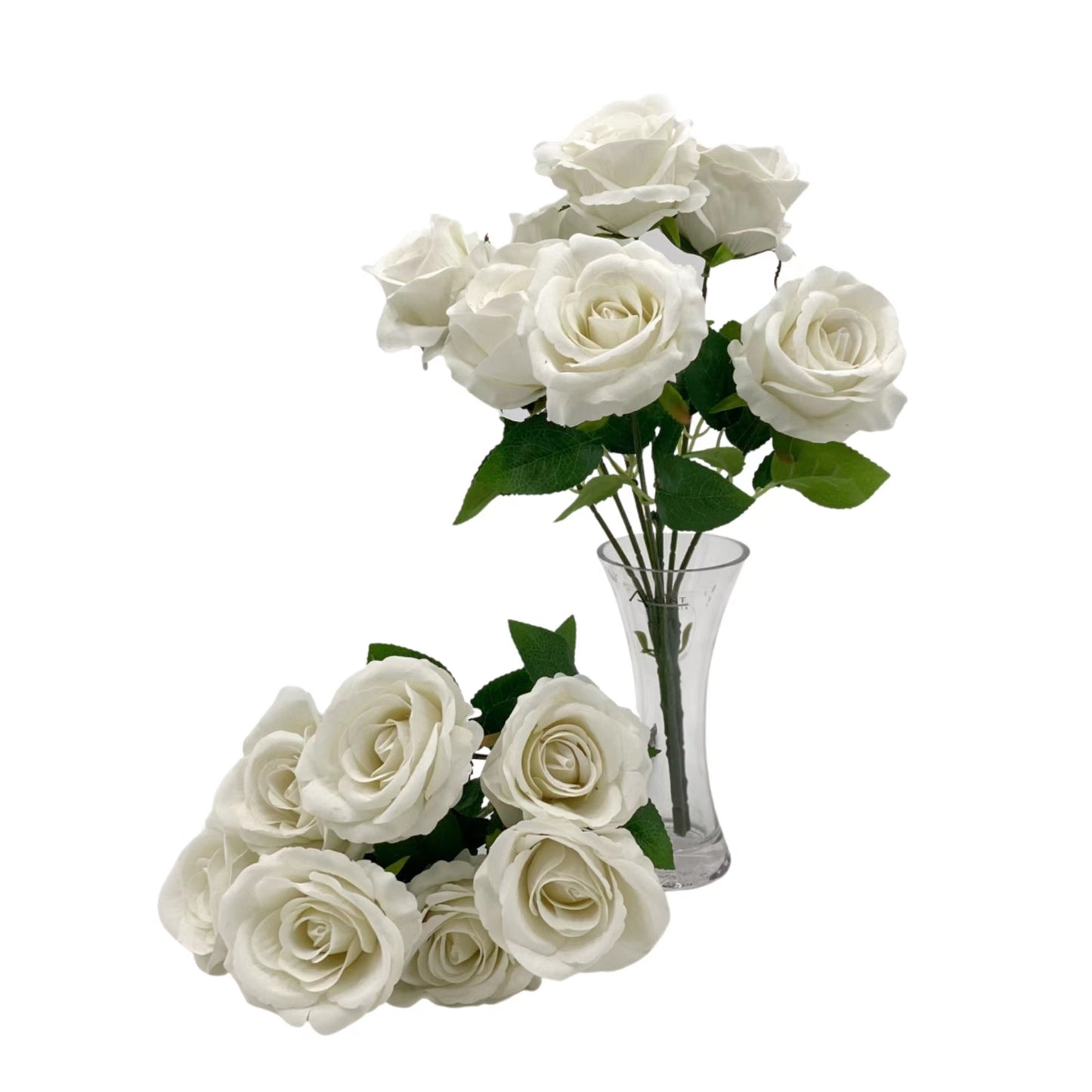 bulk 8 Artificial Rose Bouquet 7 Heads White 10x46cm