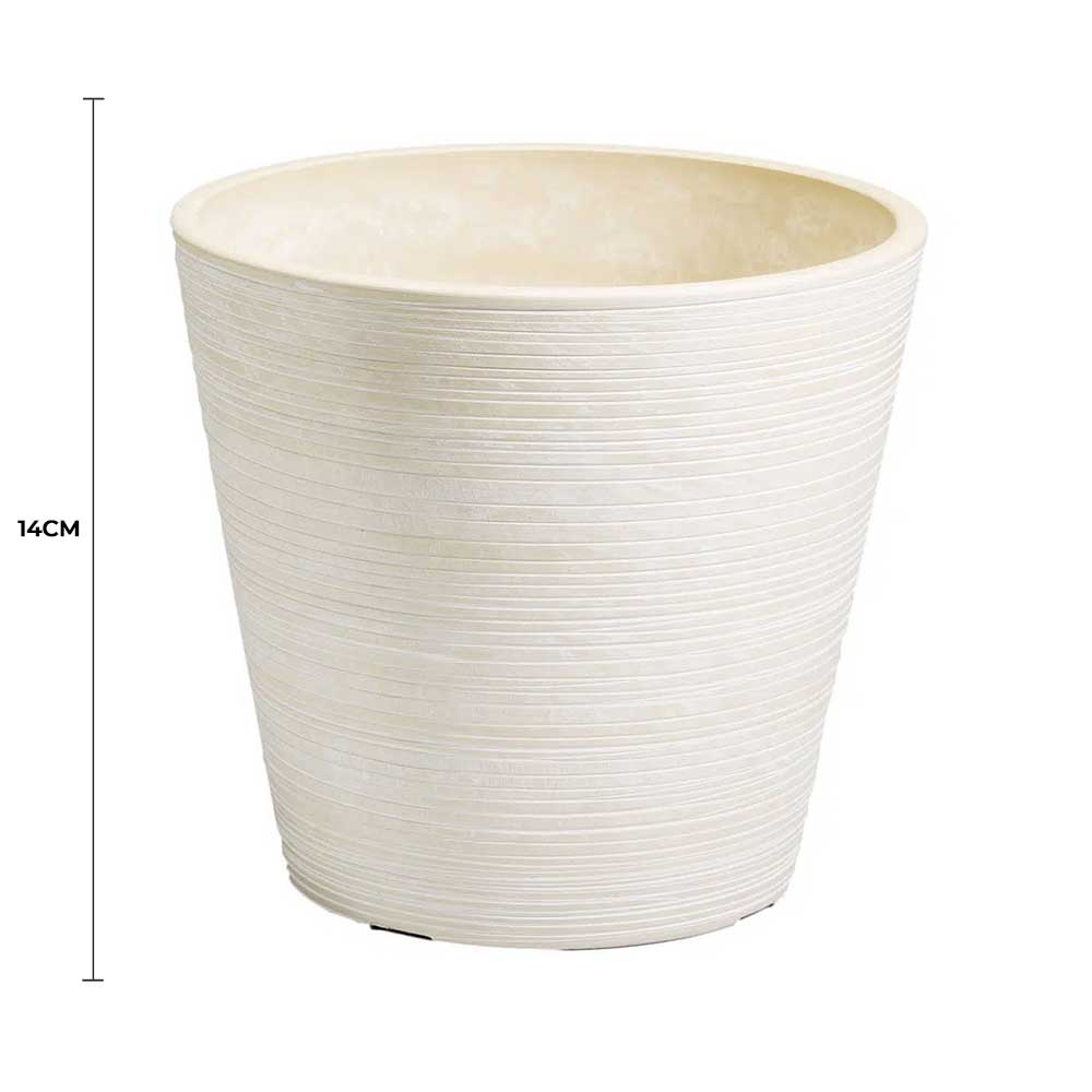 Cream and White Engraved Pot 14cm
