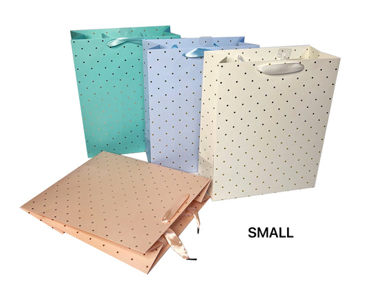 bulk 24 Small Foil Dot Gift Bag 4 Assorted 11x14cm