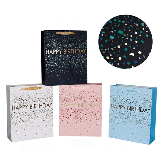 bulk 24 Medium Elegant Sparkle Birthday Gift Bag Assort 23cm
