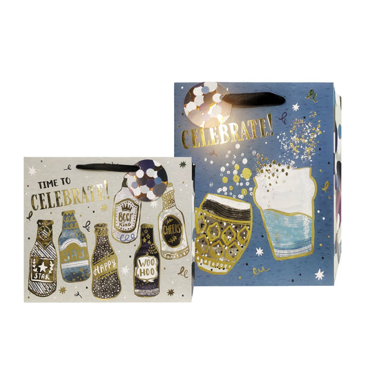 bulk 24 Medium Celebration Sips For Male Gift Bag Assort 17x23cm