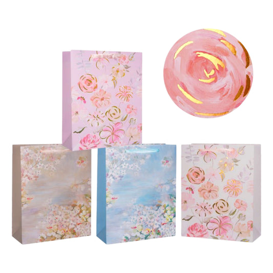 bulk 24 Large Blush Bloom Gift Bag 4 Asst 26x32cm
