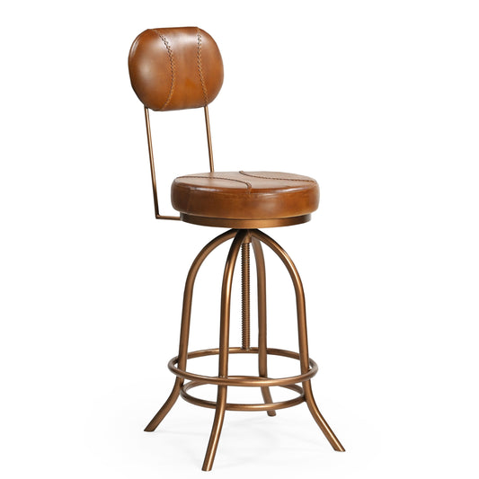 INDUSTRIAL WIND UP BAR CHAIR WITH LEATHER