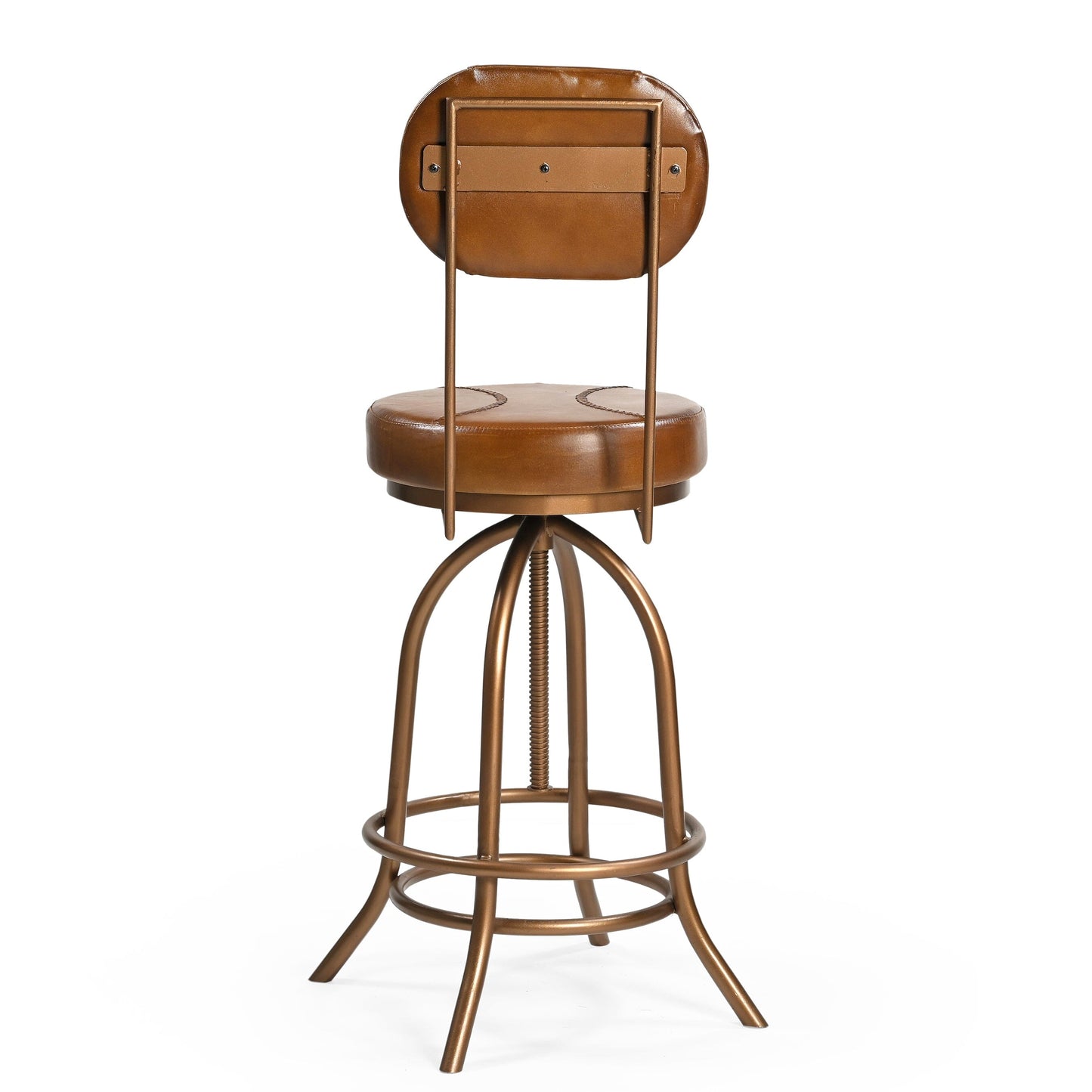 INDUSTRIAL WIND UP BAR CHAIR WITH LEATHER