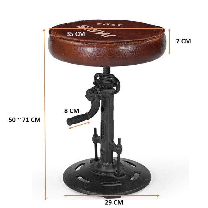 INDUSTRIAL PARIS WIND UP CAST IRON BAR STOOL