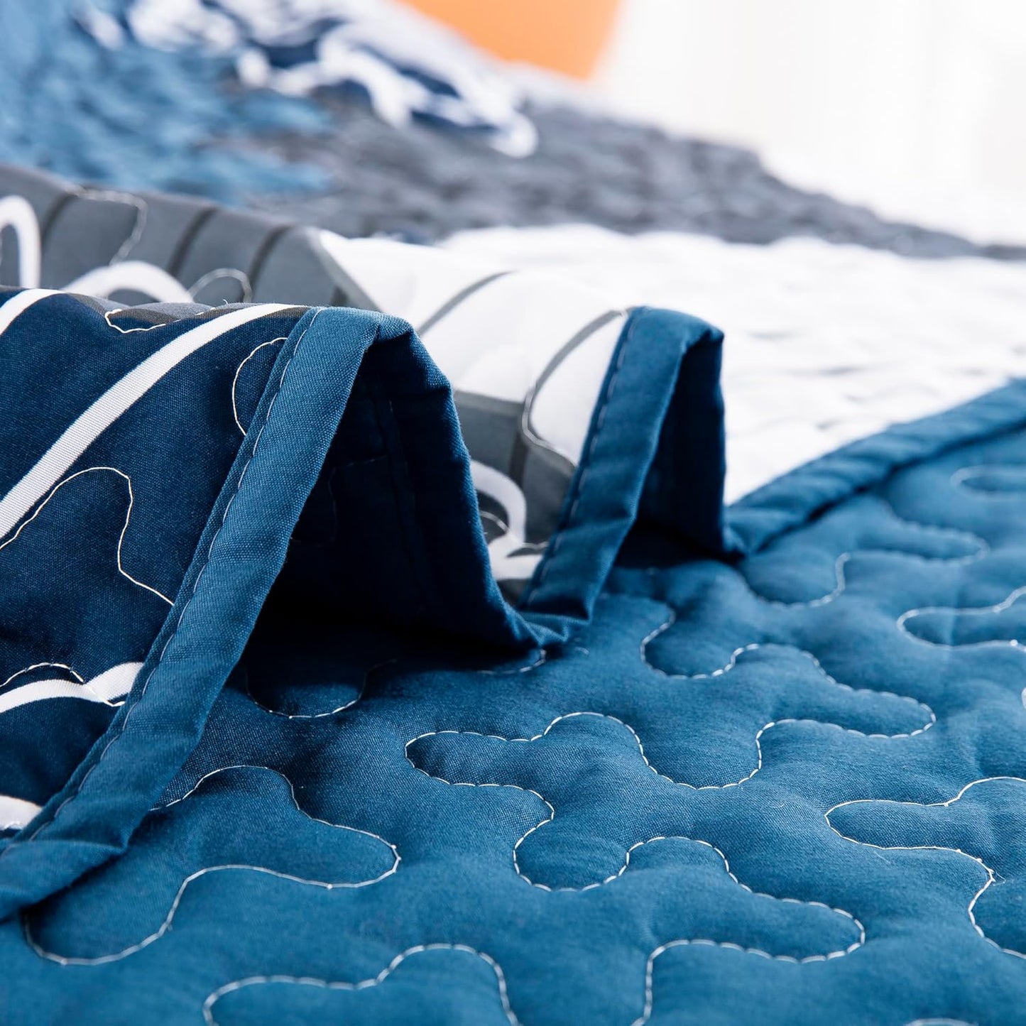 Frosted Magnolia Chic blue 3 Pc Bedspread & Pillow Cover KING Set