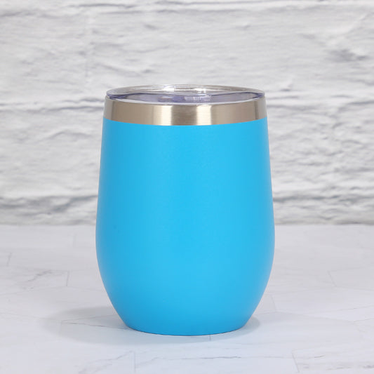 Blue 12oz Double-Wall Vacuum 304 Eggshell Cup - Mini Portable Insulated U-Shaped Cup, Creative Small Beer Mug