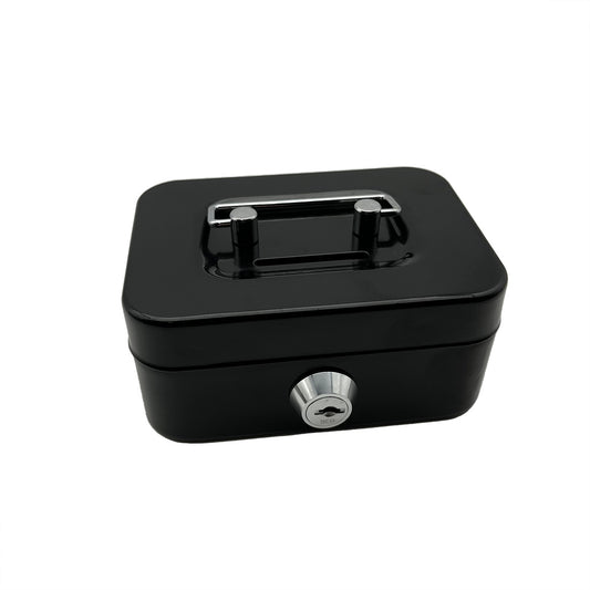 2PCS/Black Mini Lockable Cash Box with Handle - Secure Money Storage Box