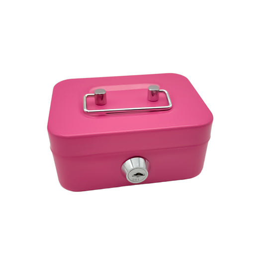 2PCS/Pink Mini Lockable Cash Box with Handle - Secure Money Storage Box