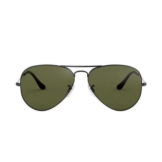 Black Frame Dark Green Glasses Classic Aviator Sunglasses - UV400 Protection with Metal Frame