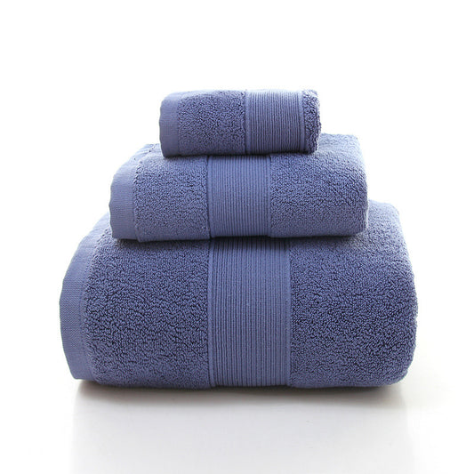 Blue Luxury 100% Cotton Towel Set - 3-Piece Combed Cotton Bath Towel Set