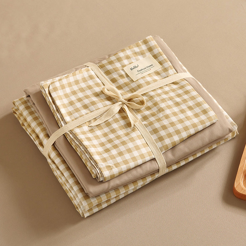 Beige 4-Piece Cotton Bedding Set - Fits 1.5m/1.8m Beds (Duvet Cover 200x230cm, Bed Sheet 230x250cm)