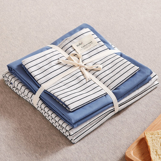 Blue and White 4-Piece Cotton Bedding Set - Fits 1.5m/1.8m Beds (Duvet Cover 200x230cm, Bed Sheet 230x250cm)