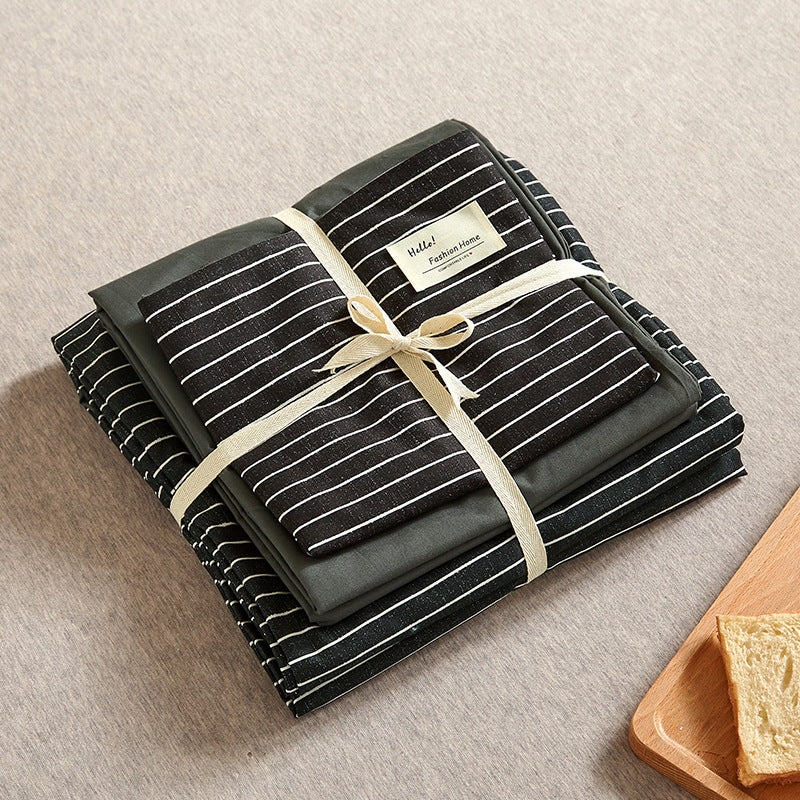 Black 4-Piece Cotton Bedding Set - Fits 1.5m/1.8m Beds (Duvet Cover 200x230cm, Bed Sheet 230x250cm)