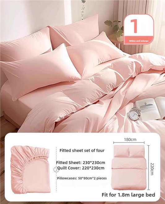 4 Packaging Pink Disposable Travel Bedding Set - Waterproof & Clean, Soft Non-Woven Fabric, 4 Pieces Set for Twin Beds