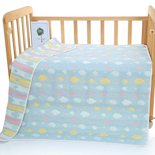 Cyan Clouds, 6-Layer Muslin Baby Blanket - Soft Cotton Bedding for Infants and Toddlers, 110x110cm