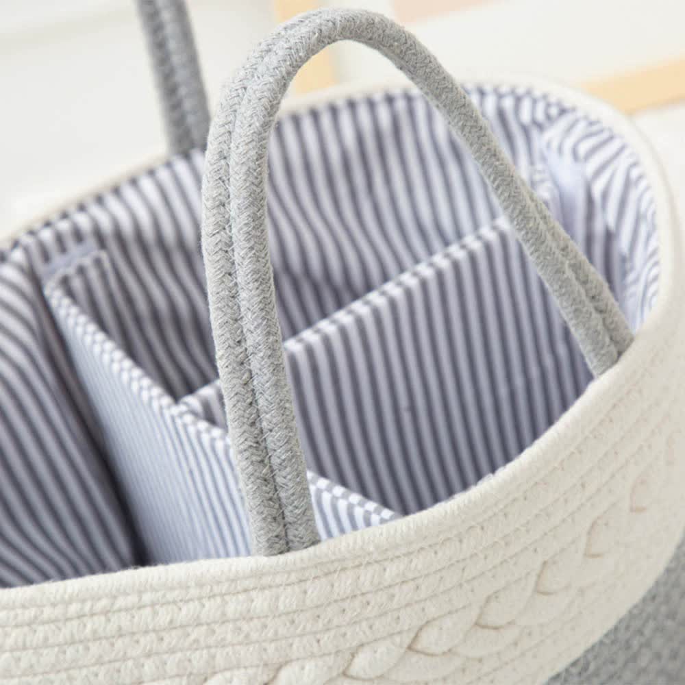 Grey Stylish Cotton Rope Basket for Clothing & Toys - Woven Storage Organizer, 38x23x18cm