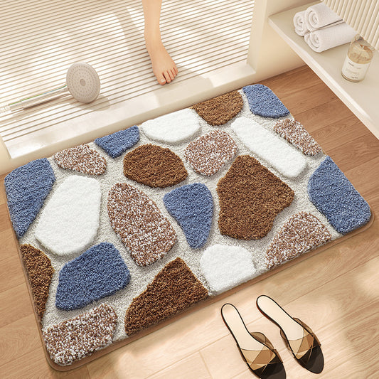 Blue Stone Bath Mat - Super Absorbent, Non-Slip Bathroom Floor Mat - 40x60cm