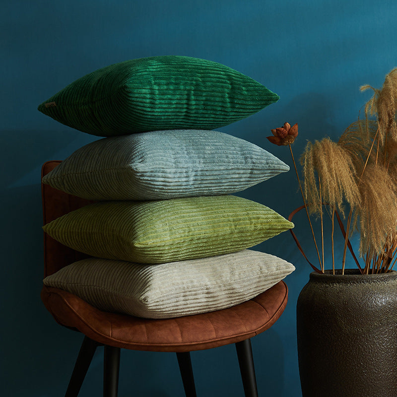 Middle Brown Set of 4 Corduroy Pillow Covers - Solid Color Minimalist Throw Cushion Covers - 45x45cm (Pillow Inserts are NOT Included)