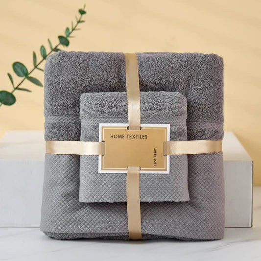 Grey Soft and Absorbent Towel Set -Wrap Towel and Bath Towel Set for Ultimate Comfort Bath towel 140*70cm, face towel 75*35cm