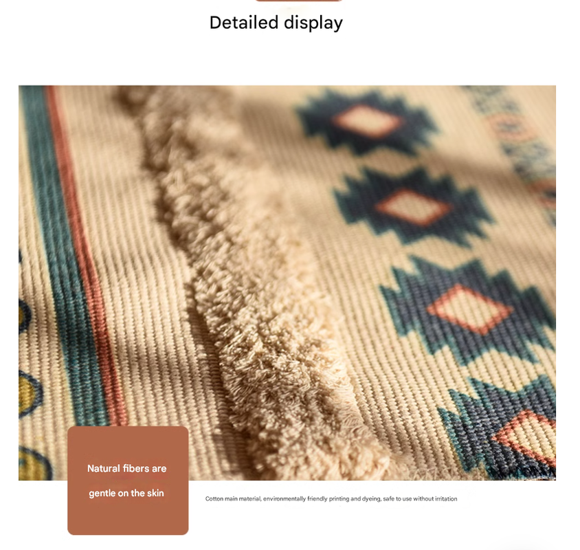 Handwoven Cotton Tassel Floor Rug for Bedroom or Living Room|Soft, Modern Geometric Design,60x90cm