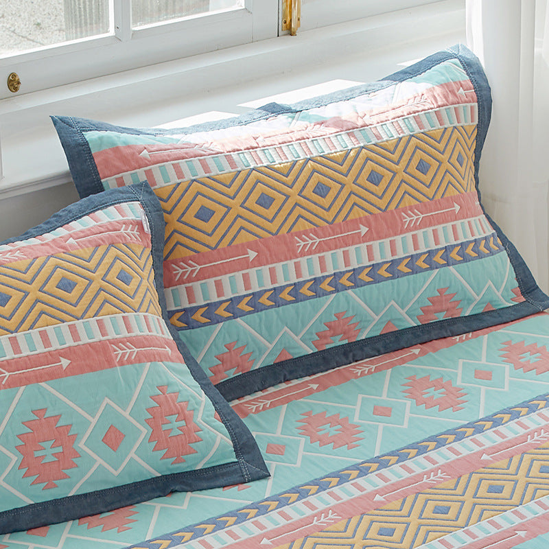 Fishbone pattern Soft Cotton Gauze Pillowcase Set - Breathable, Non-slip, Extra Large (Pillow Core Not Included)56x80cm