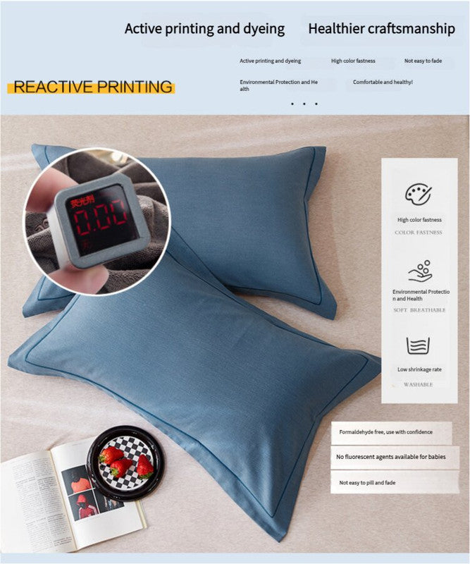 Dark Pink Pure Cotton Flannel Pillowcase Set - Soft, Thickened, Solid Color (Pair, 48x74cm)