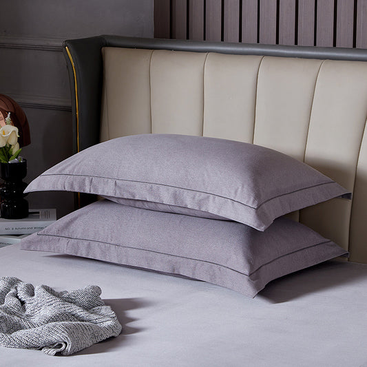 Grey Pure Cotton Flannel Pillowcase Set - Soft, Thickened, Solid Color (Pair, 48x74cm)