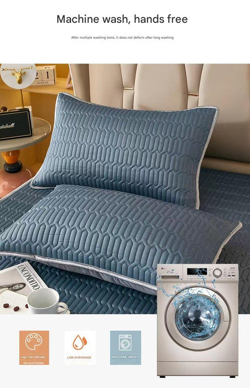 Cyan Cooling latex texture Pillowcase Set - Latex Feeling, Solid Color, 48x74cm (Pair)