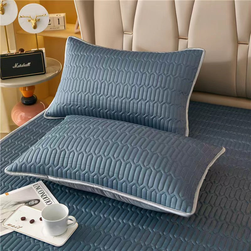 Dark Blue Cooling latex texture Pillowcase Set - Latex Feeling, Solid Color, 48x74cm (Pair)