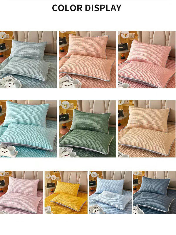 Dark Blue Cooling latex texture Pillowcase Set - Latex Feeling, Solid Color, 48x74cm (Pair)