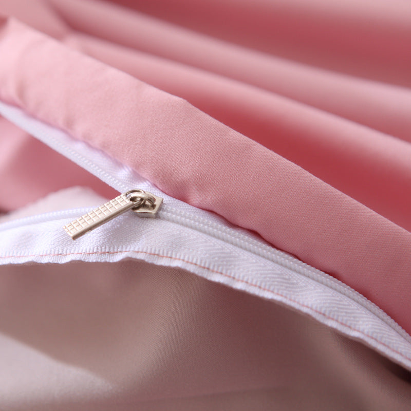 Gray And Blue Stitching Ultra-Soft Solid Color 4-Piece Bedding Set - Queen Size(Suitable for 2m bed)