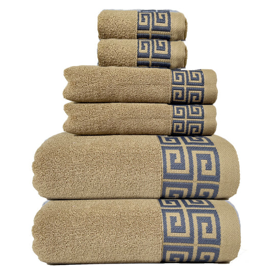 Khaki Luxury Cotton Towel Set - 6-Piece Highly Absorbent Bath & Hand Towels