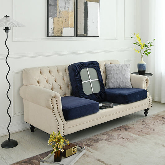 2 Pcs Navy Blue Elegant Polyester Sofa Cover - Full Protection Against Cat Scratches & Wear