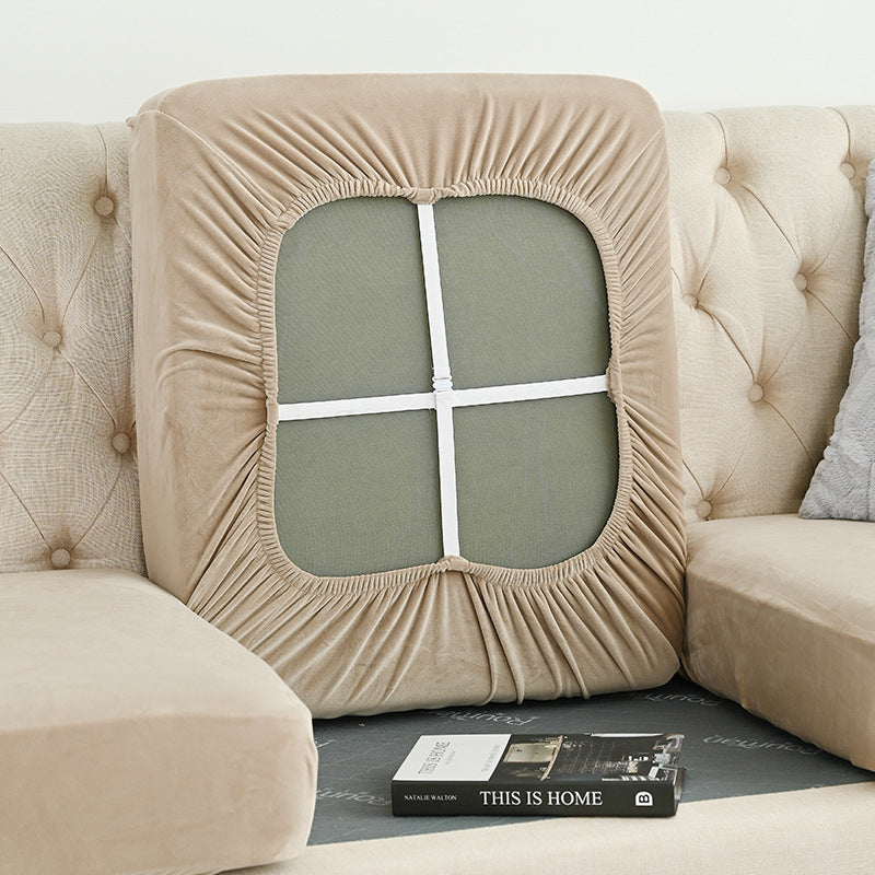 2 Pcs Beige Elegant Polyester Sofa Cover - Full Protection Against Cat Scratches & Wear