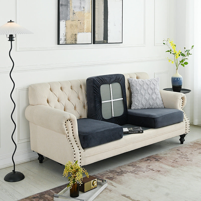 2 Pcs Dark Grey Elegant Polyester Sofa Cover - Full Protection Against Cat Scratches & Wear