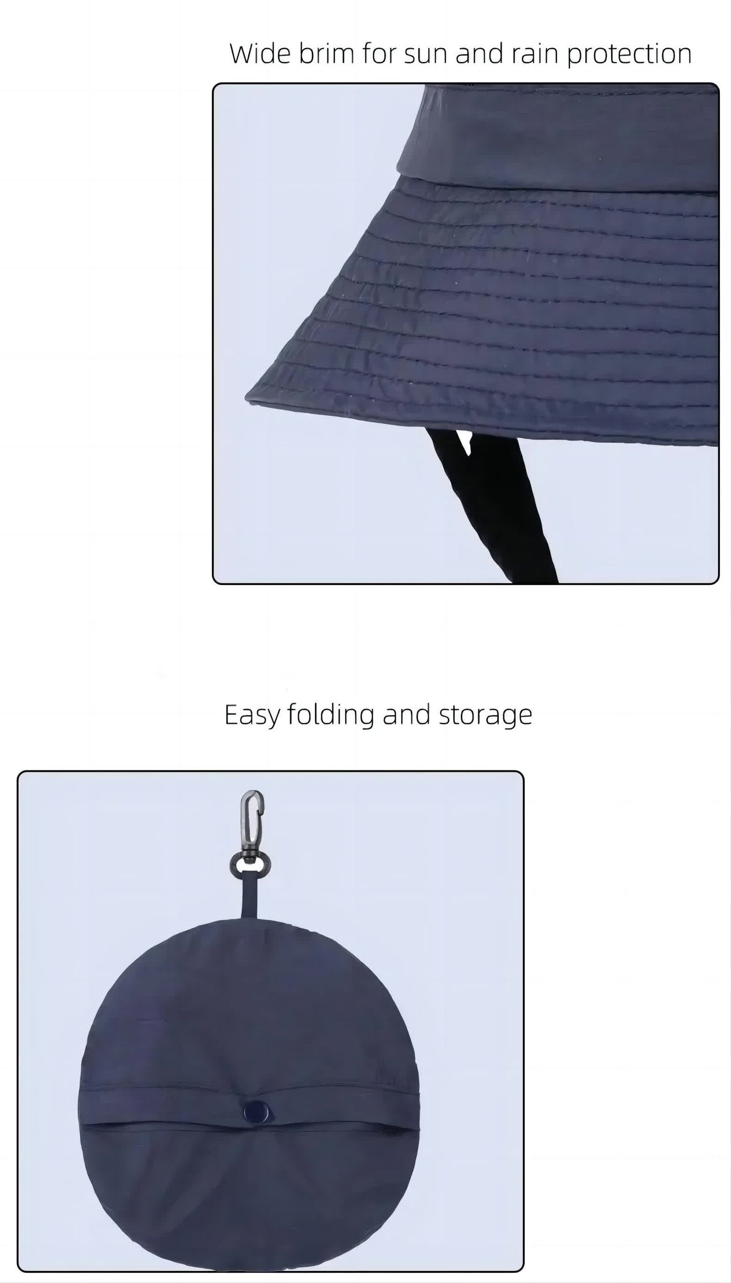 Black UV50+ Sun Protection Bucket Hat - Waterproof, Quick-Dry, Foldable Outdoor Fishing Hat for Men and Women